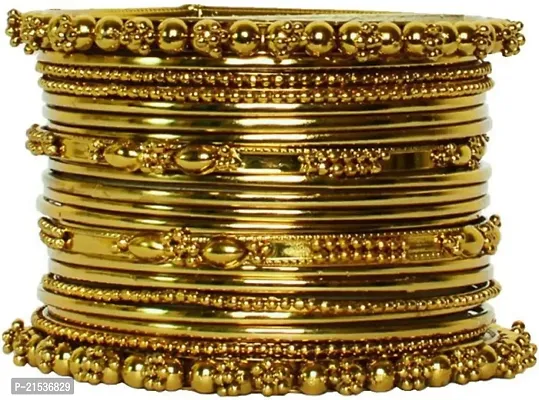 JSD Gold Plated Tradirtional Fancy Bangle Set Perfect for Festival  Wedding Ceremony-thumb0