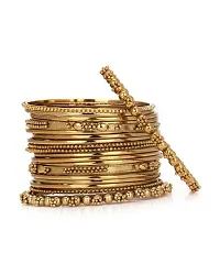 JSD Gold Plated Tradirtional Fancy Bangle Set Perfect for Festival  Wedding Ceremony-thumb2