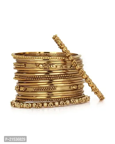 JSD Gold Plated Tradirtional Fancy Bangle Set Perfect for Festival  Wedding Ceremony-thumb3