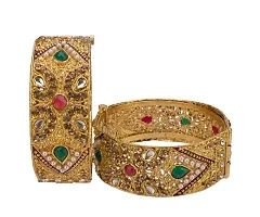 Latest Design Golden Plated Crystel Studded Bangle Set For Women and Girls-thumb1