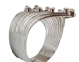 Silver Plated Cuff Bracelet Bangle for Women and Girls-thumb1