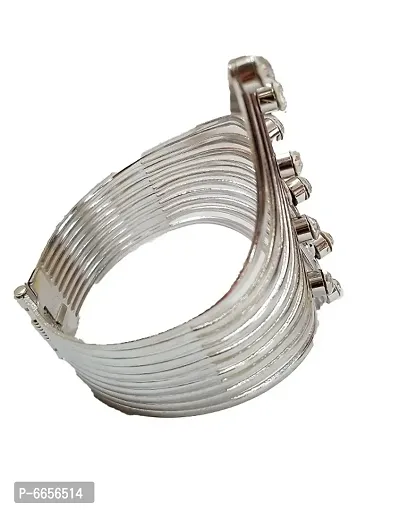 Silver Plated Cuff Bracelet Bangle for Women and Girls-thumb3