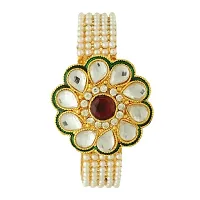 Golden Plated Pearl Style Flower Shape Bangle Set for Women and Girls-thumb1