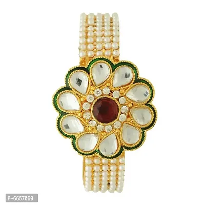 Golden Plated Pearl Style Flower Shape Bangle Set for Women and Girls-thumb2