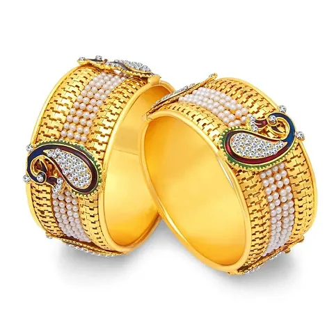 Pair of 2 Glittery Gold Plated Bangle Sets