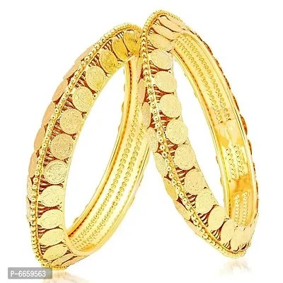 Golden Plated Coin Style Bangle Set for Women and Girls-thumb0