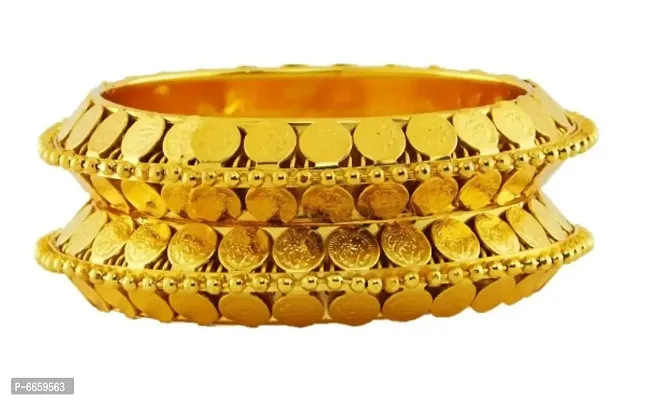 Golden Plated Coin Style Bangle Set for Women and Girls-thumb2