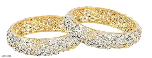 Womens Studded Golden Plated Bangle Set