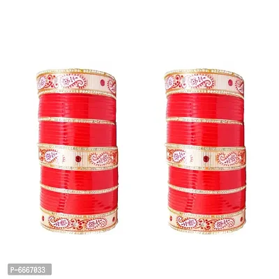 Red Color Plastic Chuda With Printed Bangles for Women-thumb0