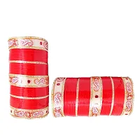 Red Color Plastic Chuda With Printed Bangles for Women-thumb1