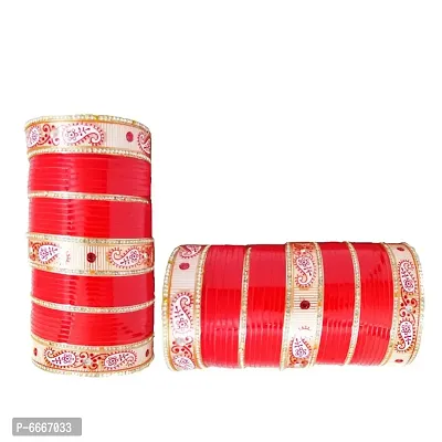 Red Color Plastic Chuda With Printed Bangles for Women-thumb2