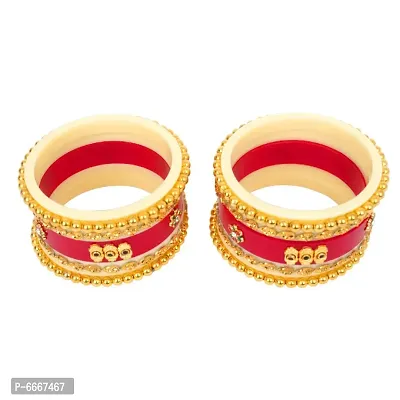 Designer Chura Bridal Punjabi Choora Rajasthani Rajputi Fashion Jewelry Chuda Set Red Color-thumb5