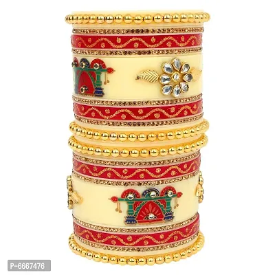 Designer Chura Bridal Punjabi Choora Rajasthani Rajputi Fashion Jewelry Chuda Set Red Color-thumb0