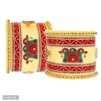 Designer Chura Bridal Punjabi Choora Rajasthani Rajputi Fashion Jewelry Chuda Set Red Color-thumb5