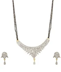 American Diamond Mangalsutra with Chain and Earrings for Womens-thumb1