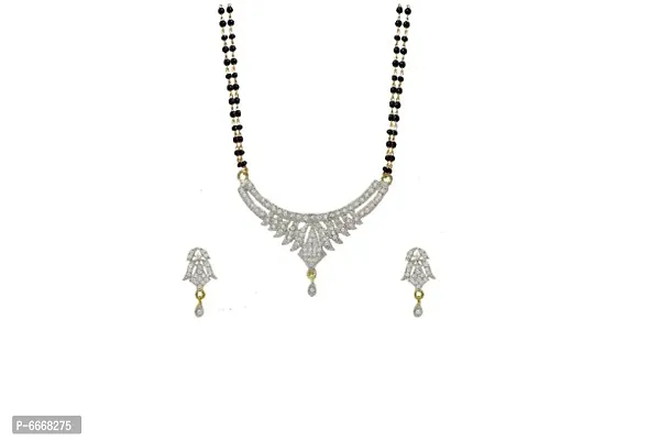 American Diamond Mangalsutra with Chain and Earrings for Womens-thumb3