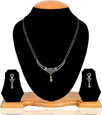 Gold Plated American Diamond Beautiful Mangalsutra With Earrings-thumb1