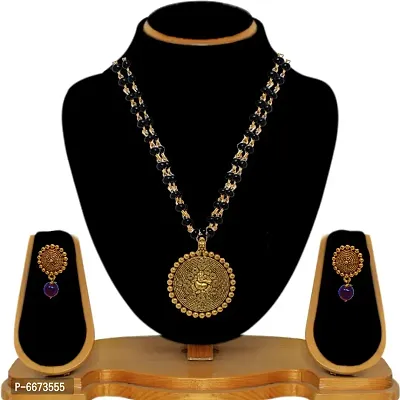 Gold Plated Traditional Ganesh Mangalsutraandnbsp;with Earring For Girl and Women-thumb3