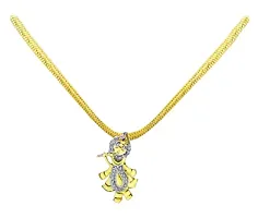 Gold Plated American Diamond Beautiful Lord Krishna Pendant Set With Earring For Girl and Women-thumb2