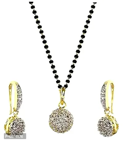 Gold Plated Fancy Designer Mangalsutra With Earring For Girl and women-thumb0