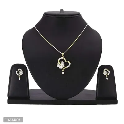 Gold Plated Fancy Designer Pendant Set With Earring For Girl and women-thumb0