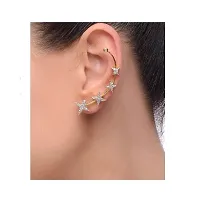 Star Shape Crystel Studd Golden Plated Earcuff Earring Set For Women and Girls-thumb1