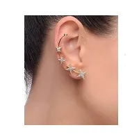 Star Shape Crystel Studd Golden Plated Earcuff Earring Set For Women and Girls-thumb2