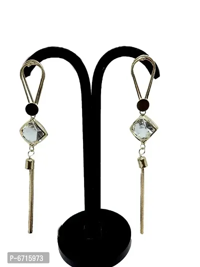Womens Gold Plated American Diamond Studd Drop earring Set