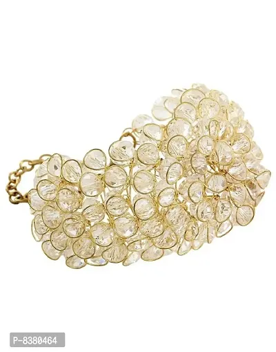 Beautiful White White Crystal Studded Chain bracelet for Women and Girls-thumb0