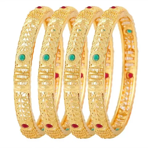 Traditional Gold Pllated Brass Bangle Sets