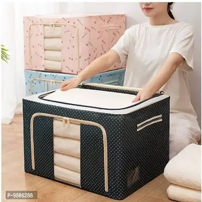 Storage Boxes for Clothes Cover Steel Frame Double Opening Zipped Storage Cloth Organiser Bag for Under Bed Closet Wardrobe Clothes Covers (66 Ltr, 2 Piece)-thumb2