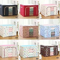 Storage Boxes for Clothes Cover Steel Frame Double Opening Zipped Storage Cloth Organiser Bag for Under Bed Closet Wardrobe Clothes Covers (66 Ltr, 2 Piece)-thumb2