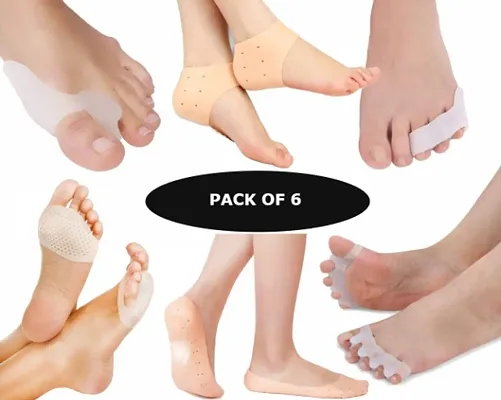 Combo offer For Anti Crack Full Length Silicon Moisturizing Heel Pads Socks /Silicone Toe Heel Protector Gel Pad / Half Toe Pain Relief Cracks Foot Care Protector Pedicure Support for Men and Women