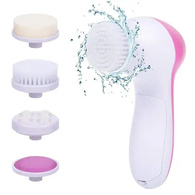 5 in 1 Massager Kit Facial Waterproof Face Spin Brush Set with 5 Brush Heads Gentle Exfoliating Blackhead Deep Cleansing