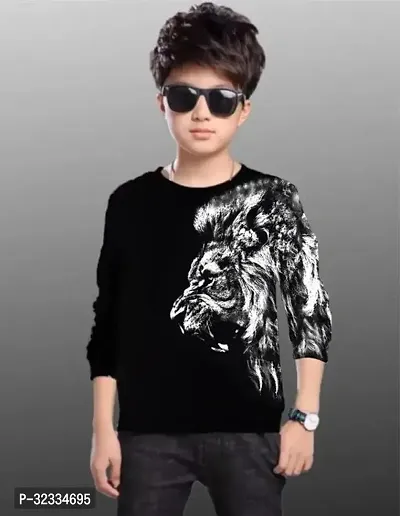 Trendy Black Cotton Printed T-Shirts for Boys-thumb0