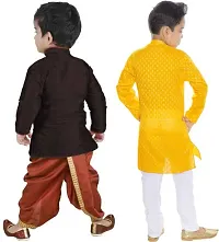 Stylish Art Silk Kurta Pajama Dhoti Ethnic Combo Set For Boys Pack Of 2-thumb1