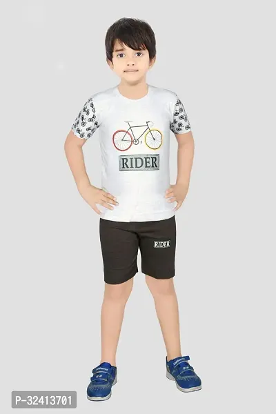 Fabulous Multicoloured Cotton Printed T-Shirt with Short Set For Boys