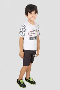 Fabulous Multicoloured Cotton Printed T-Shirt with Short Set For Boys-thumb1