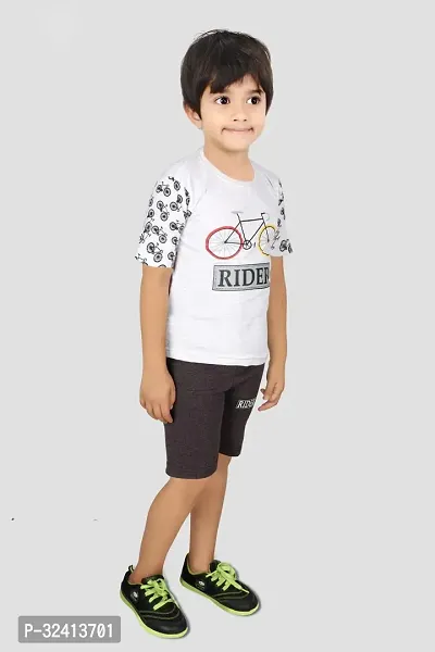 Fabulous Multicoloured Cotton Printed T-Shirt with Short Set For Boys-thumb2