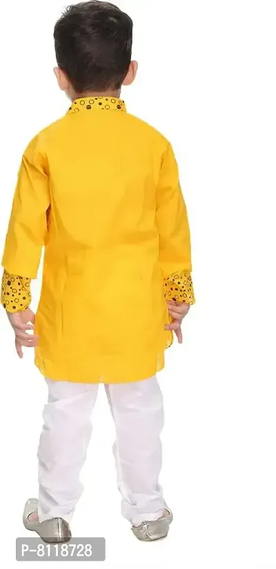 BORNWEAR Boy's Cotton Kurta Set [Yellow]-thumb3