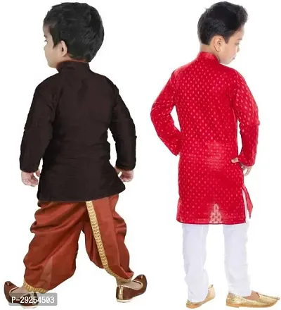 Stylish Art Silk Kurta Pajama Dhoti Ethnic Combo Set For Boys Pack Of 2-thumb3