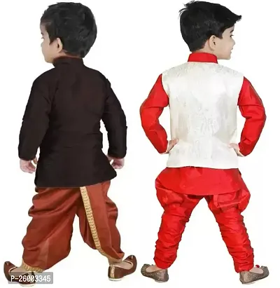Stylish Art Silk Multicoloured Sherwanis For Boys Pack Of 2-thumb2