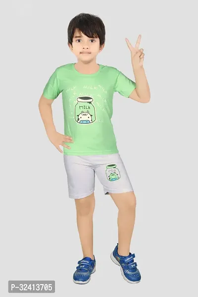 Fabulous Multicoloured Cotton Printed T-Shirt with Short Set For Boys