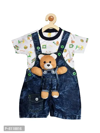 Bornwear Unisex Baby Regular Fit Denim Dungaree Clothing Set