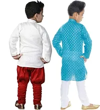 Stylish Art Silk Printed Ethnic Kurta Pajama With Dhoti Set For Boys Pack Of 2-thumb1