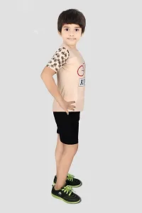 Fabulous Multicoloured Cotton Printed T-Shirt with Short Set For Boys-thumb1