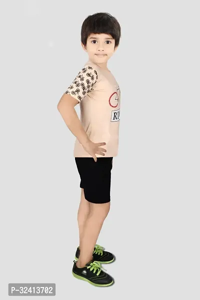 Fabulous Multicoloured Cotton Printed T-Shirt with Short Set For Boys-thumb2