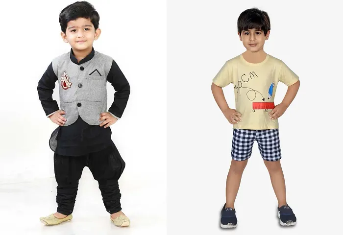 Stylish Blend Ethnic Clothing Set For Boys Combo Of 2