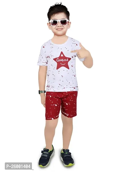 Fabulous Multicoloured Cotton Printed Tops With Shorts For Boys