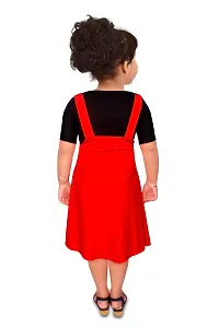 Stylish Red Cotton Blend Dungaree Frock For Girl-thumb2